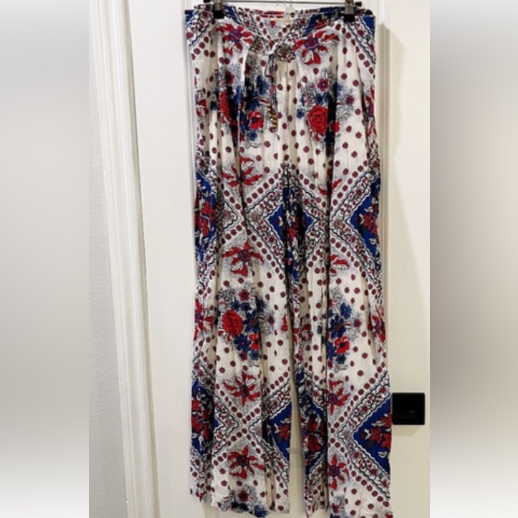 Denim & Supply Ralph Lauren Boho Wrap Pant Floral Sz Small Red White Blue
